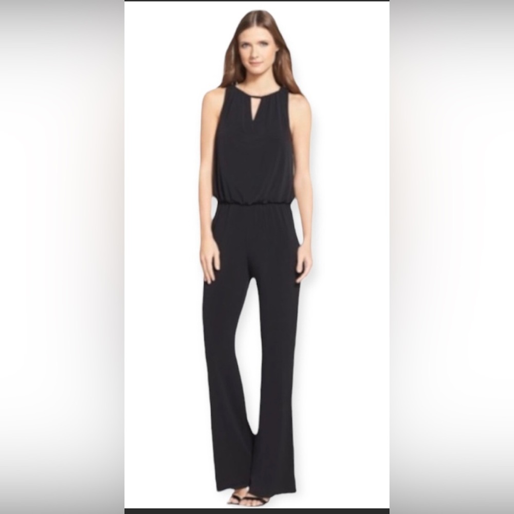 Laundry by Shelli Segal keyhole neck jumpsuit lace cowl back size 2